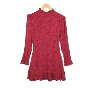 Cleobella Burgundy Mini Dress with Ruffle Hem